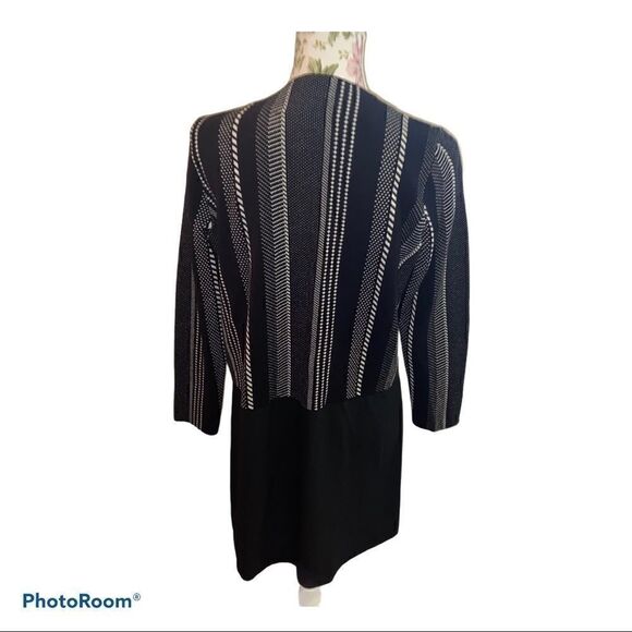 ALFANI Womens Black Striped Long Sleeve Open Top - Picture 5 of 12